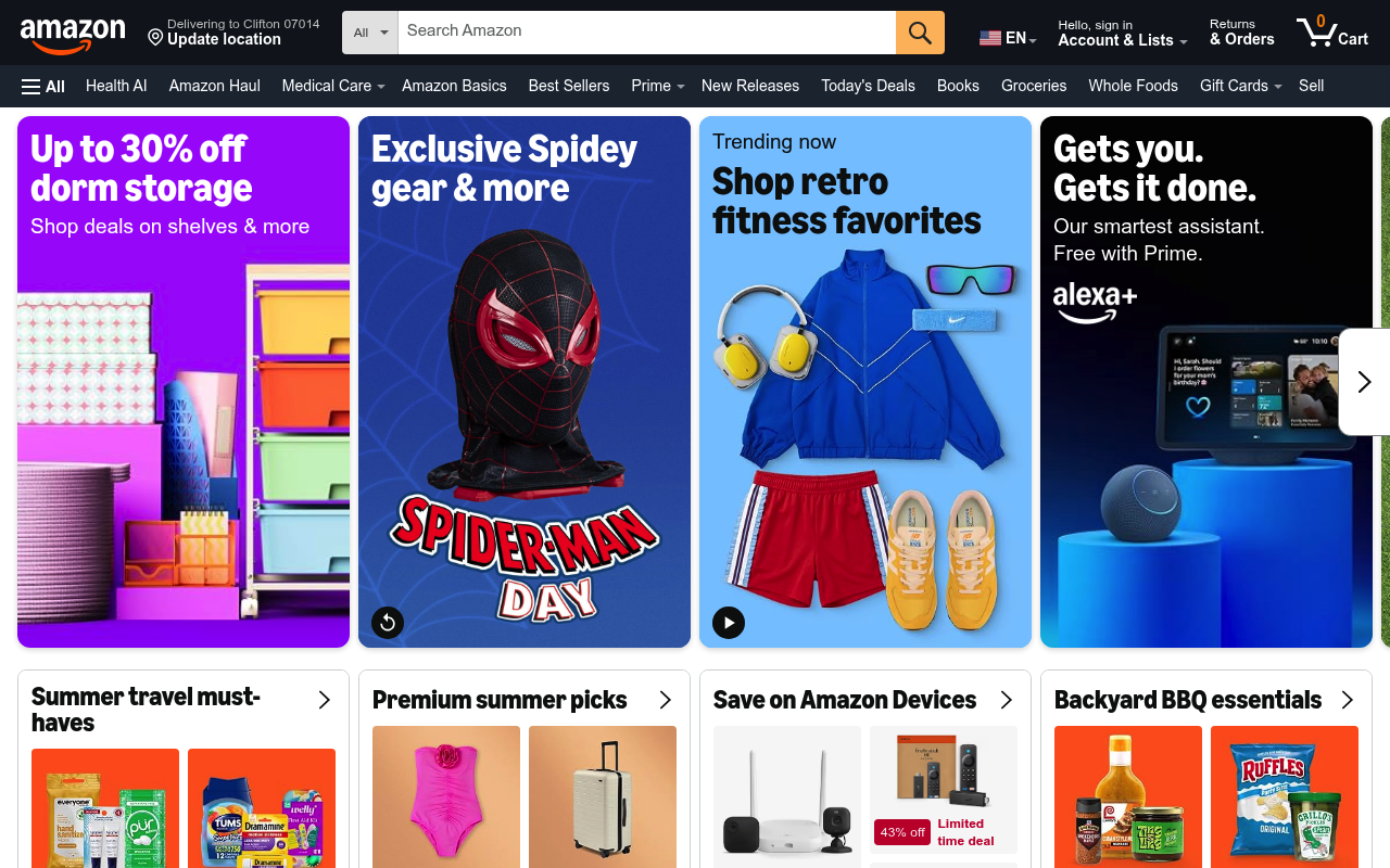 Amazon homepage