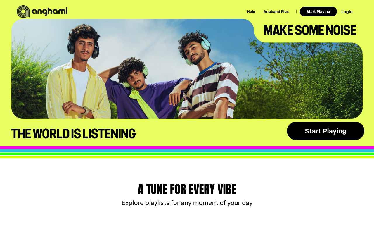 Anghami homepage