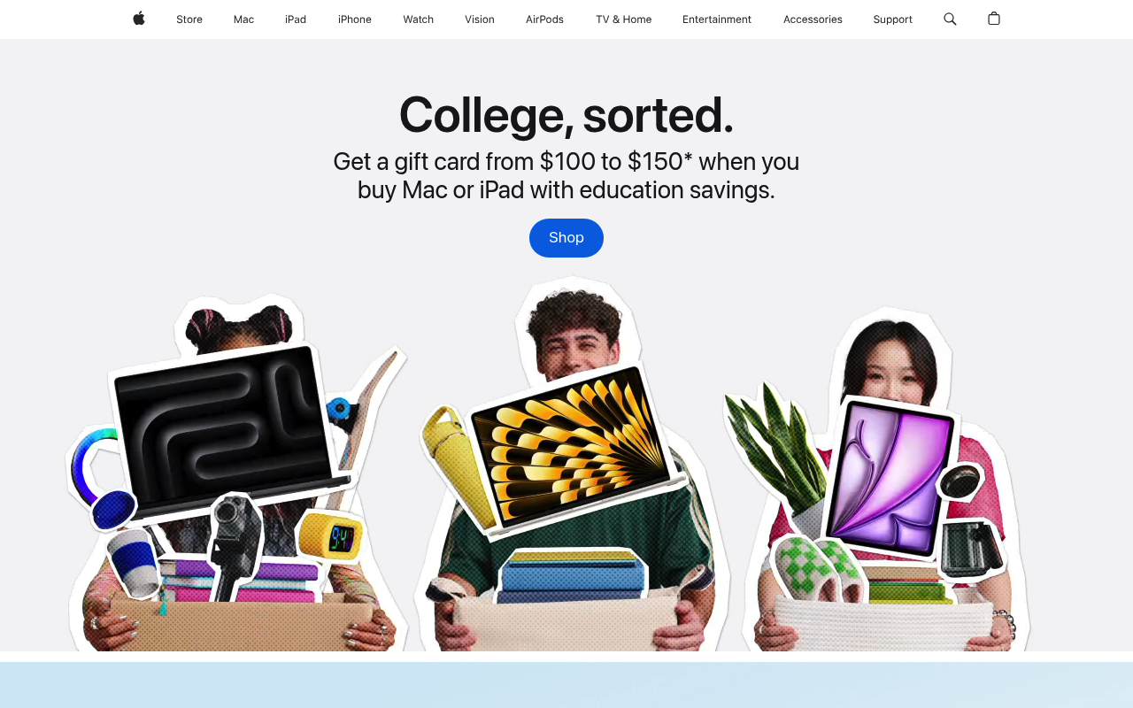 Apple homepage