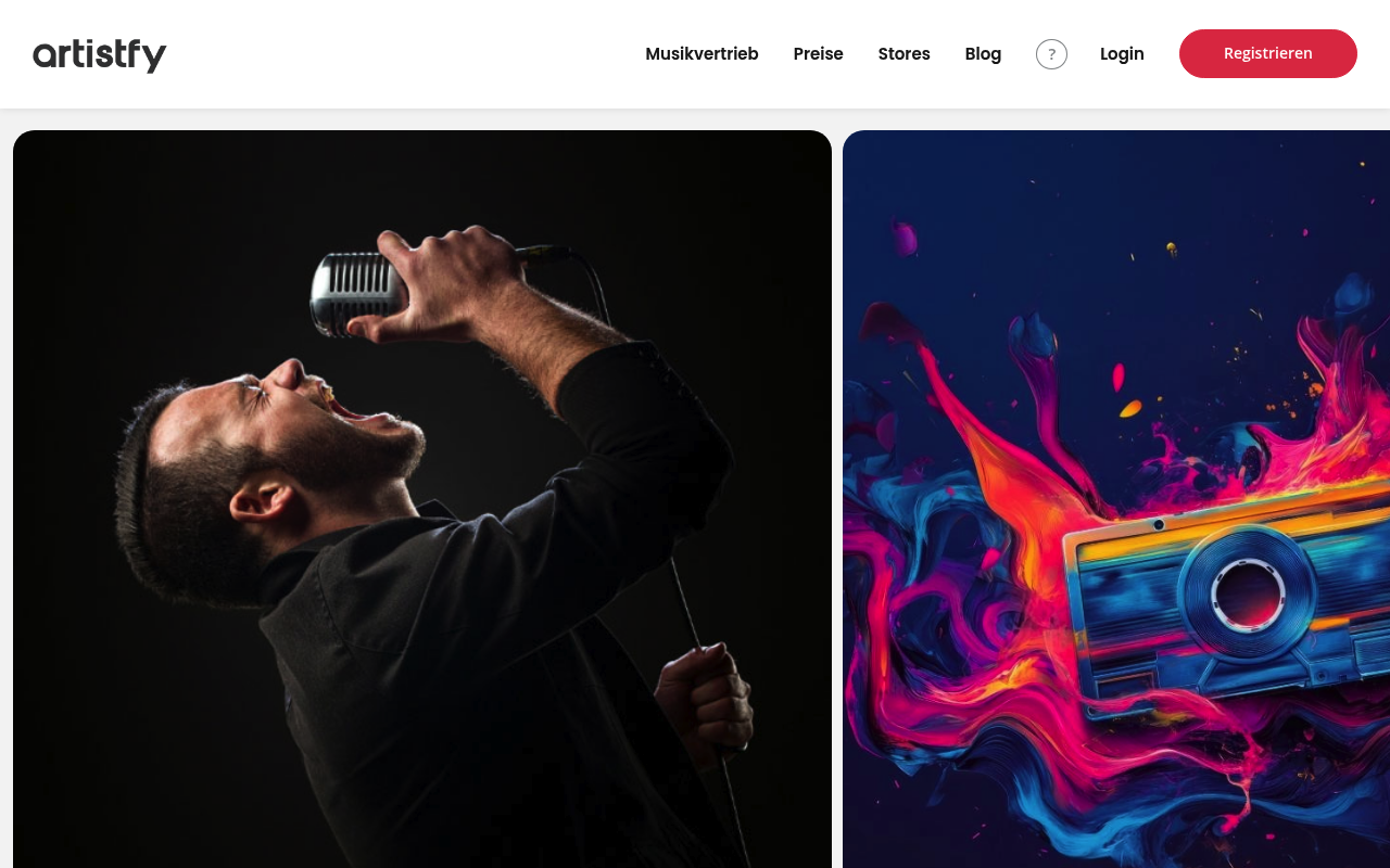 Artistfy homepage