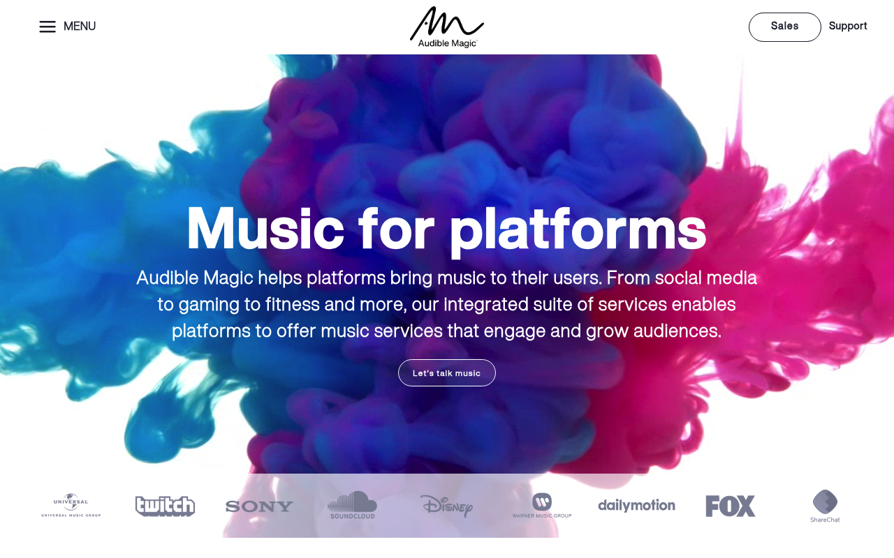 Audible Magic Rights360 homepage