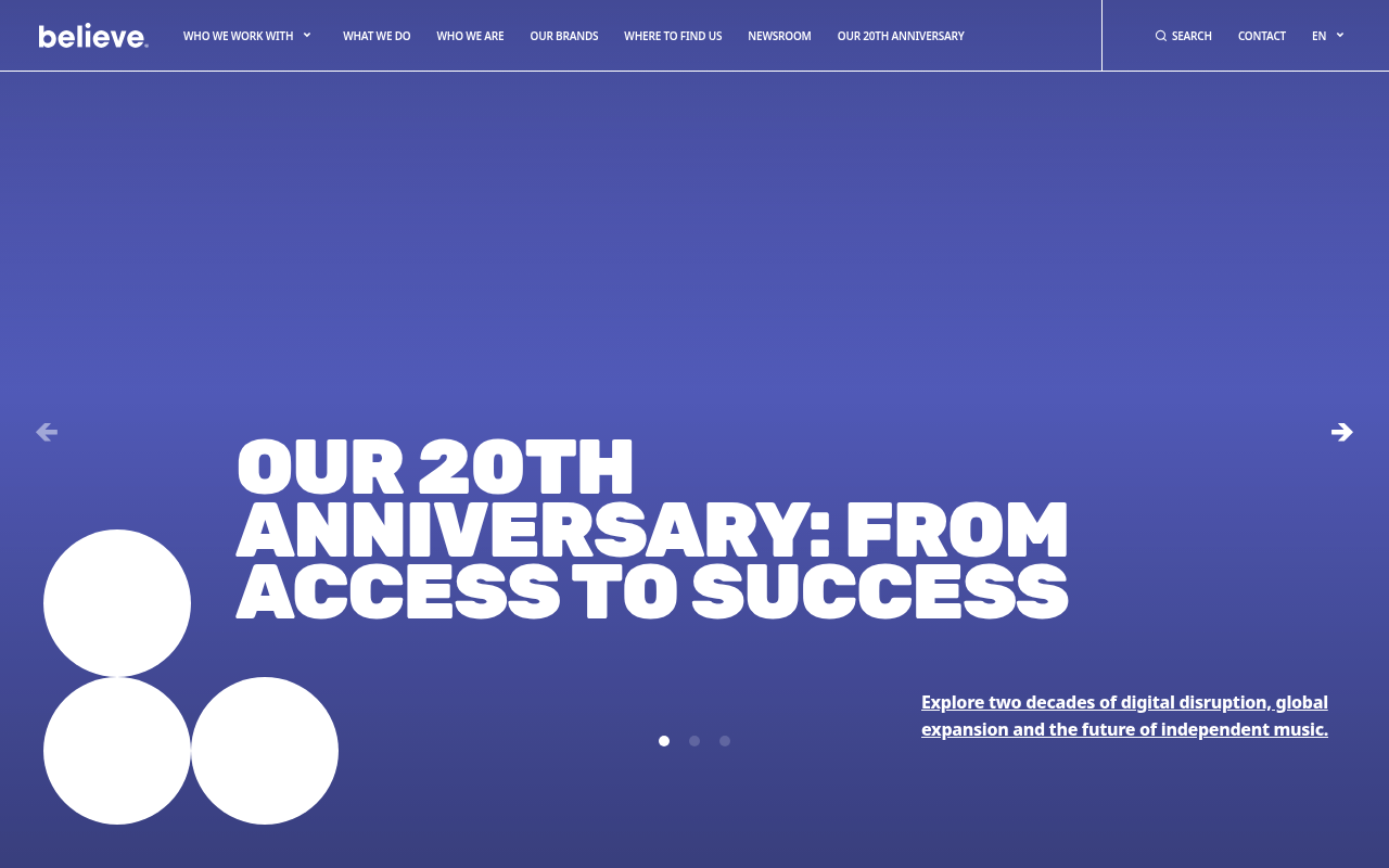 Believe homepage