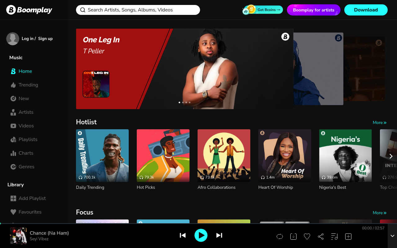 Boomplay homepage