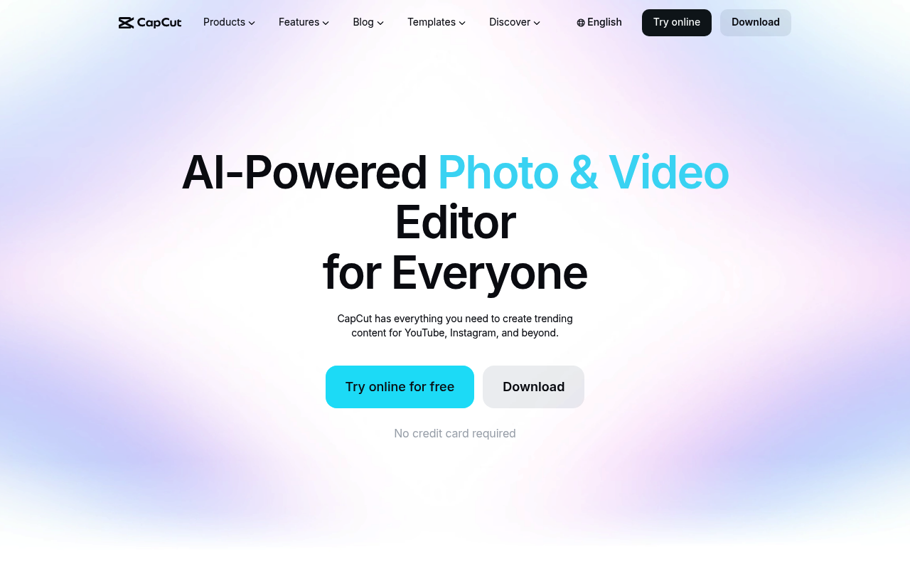 CapCut homepage
