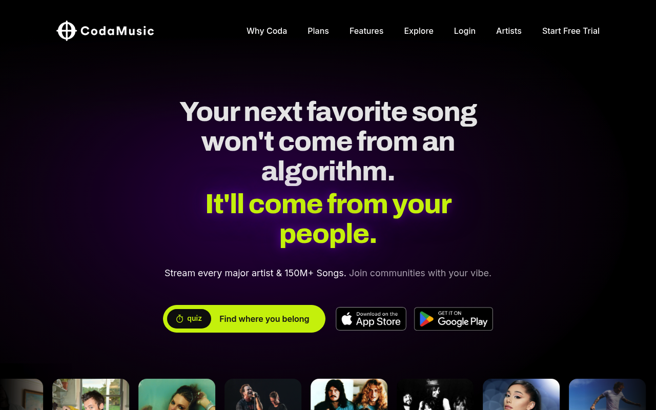 Coda Music homepage