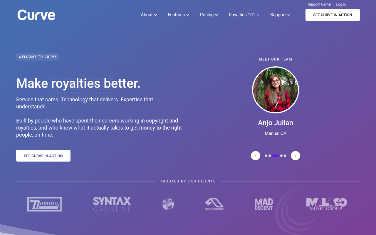 Curve homepage