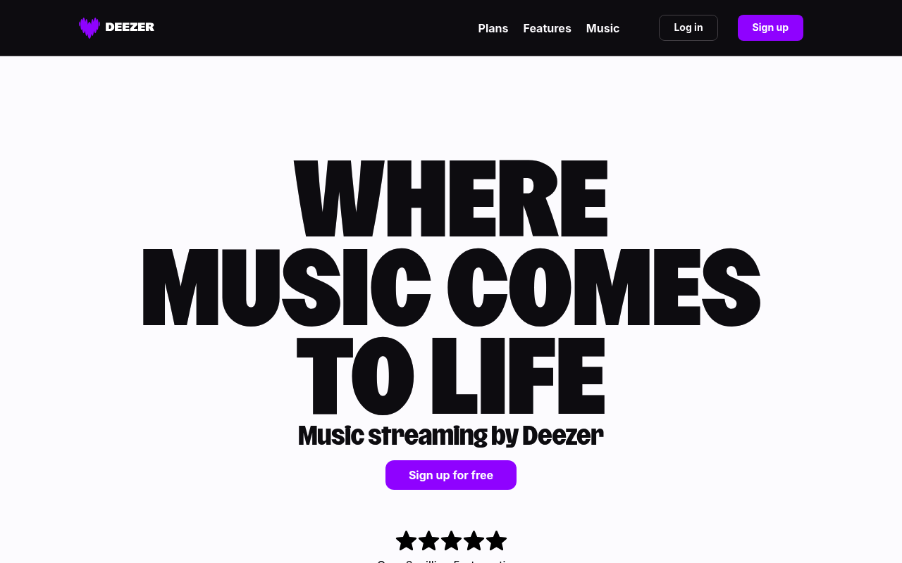 Deezer homepage