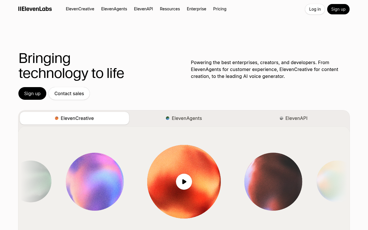 Eleven Labs homepage