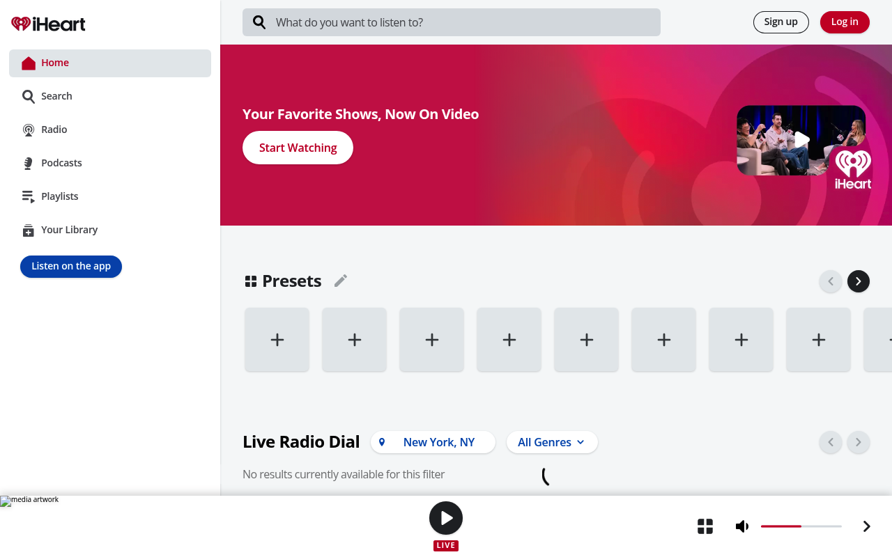 iHeartRadio homepage