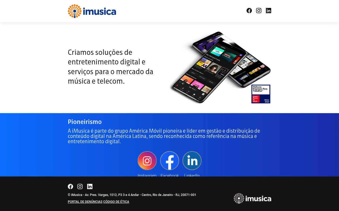 iMusica homepage