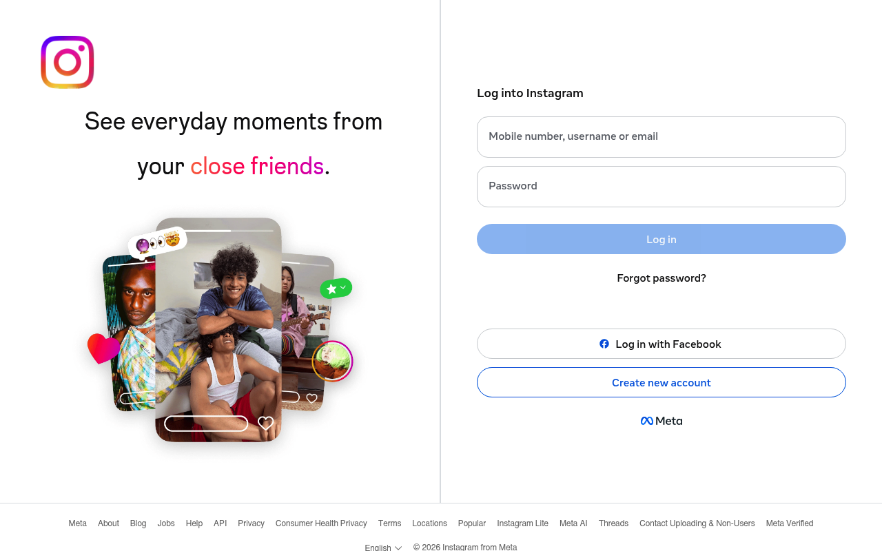 Instagram Audio Library homepage