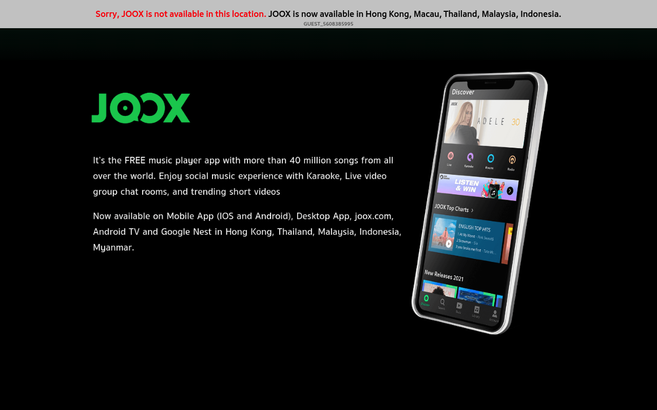 JOOX homepage