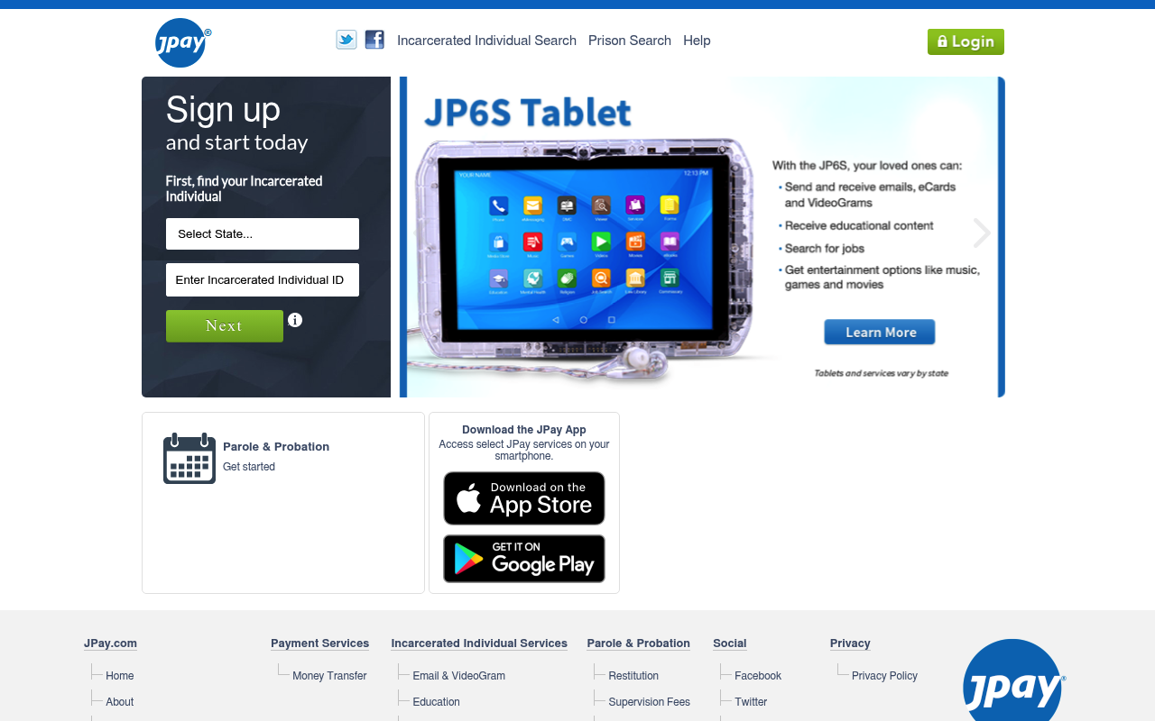 Jpay & Securus homepage