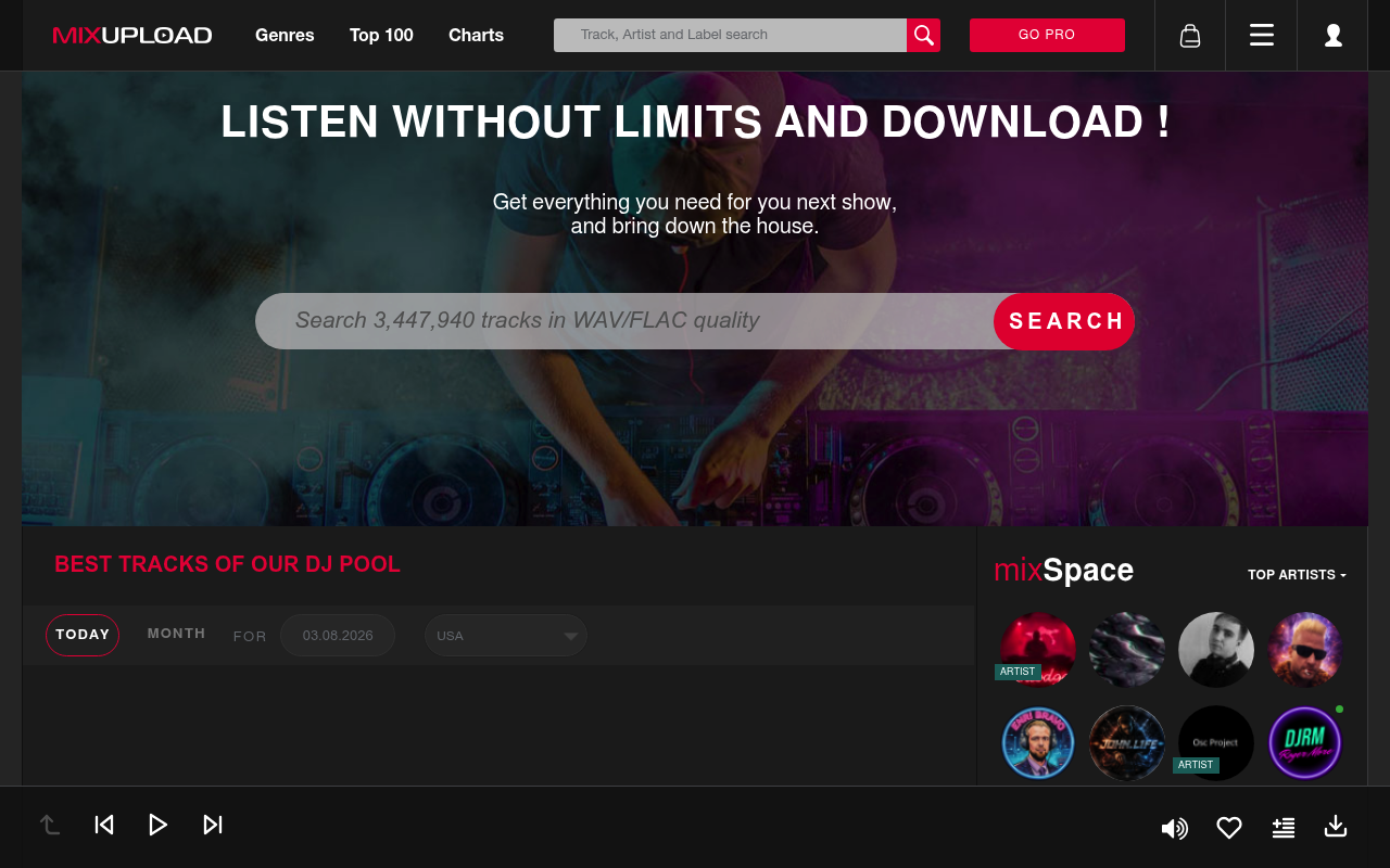 MixUpload homepage
