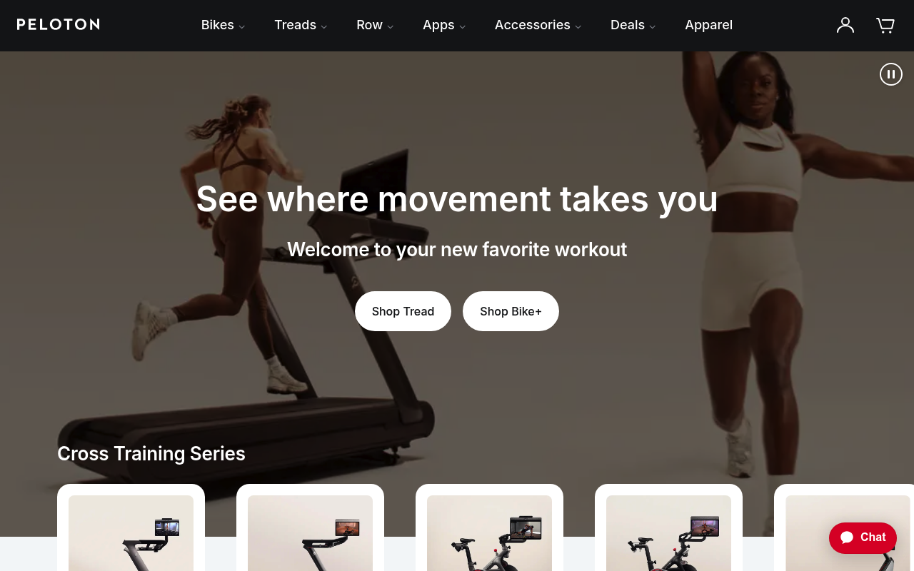 Peloton homepage