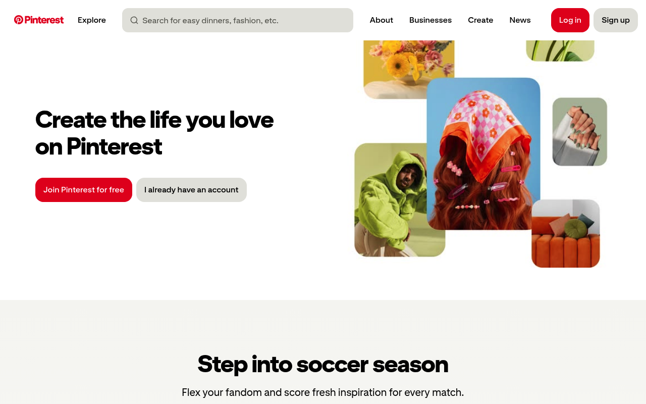 Pinterest homepage