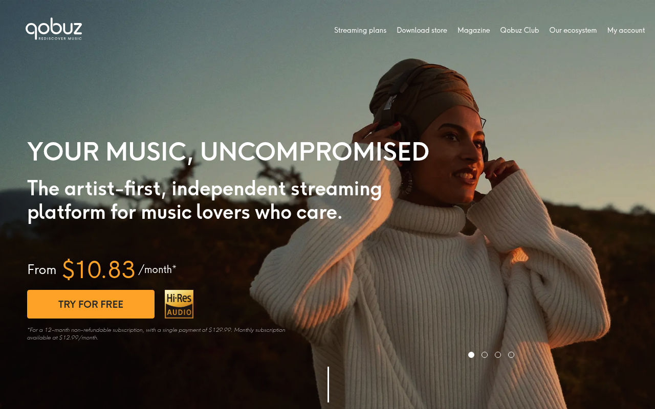 Qobuz homepage