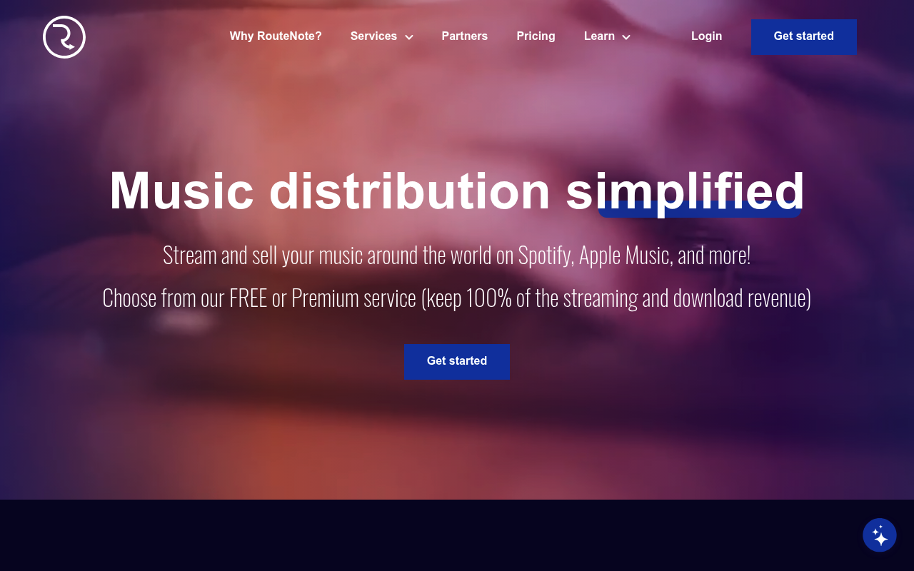 RouteNote homepage
