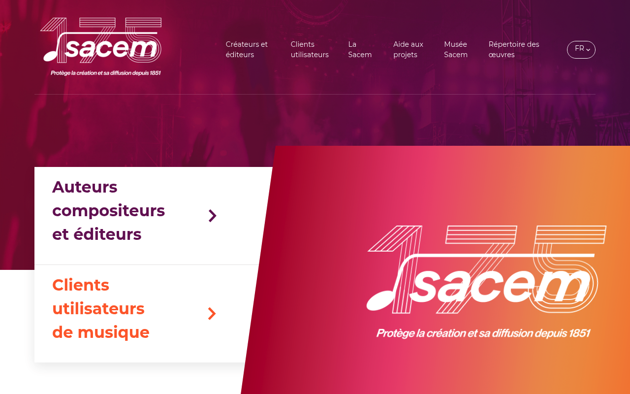 SACEM homepage