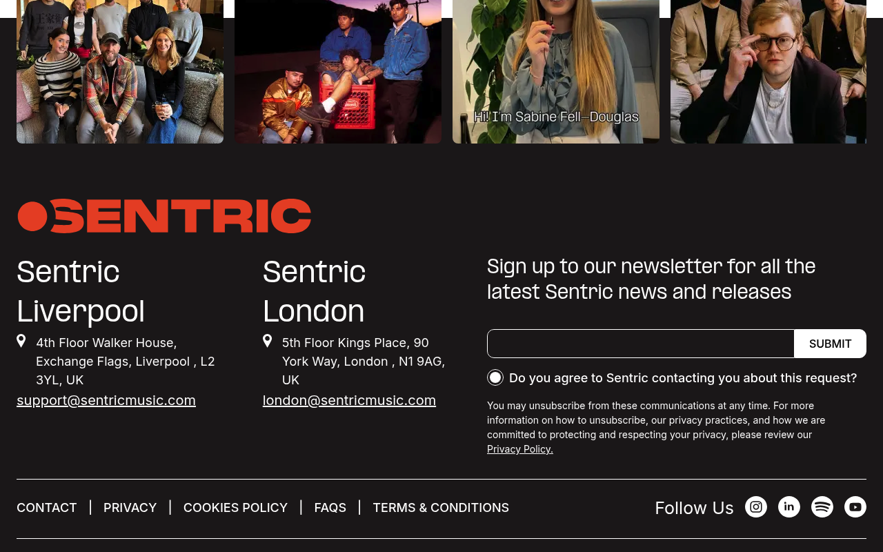 Sentric homepage