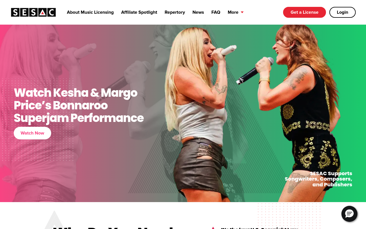 SESAC homepage