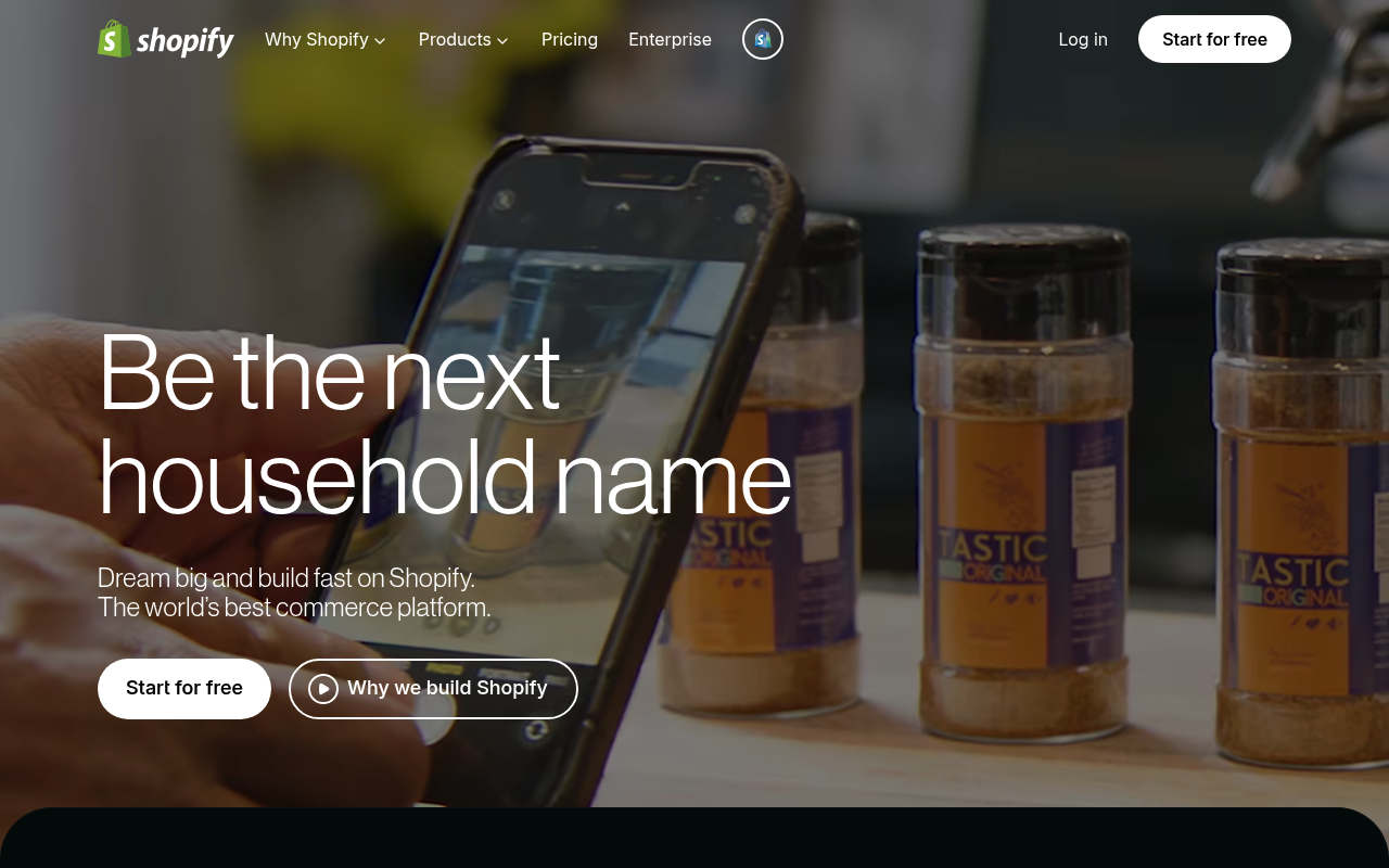 Shopify homepage