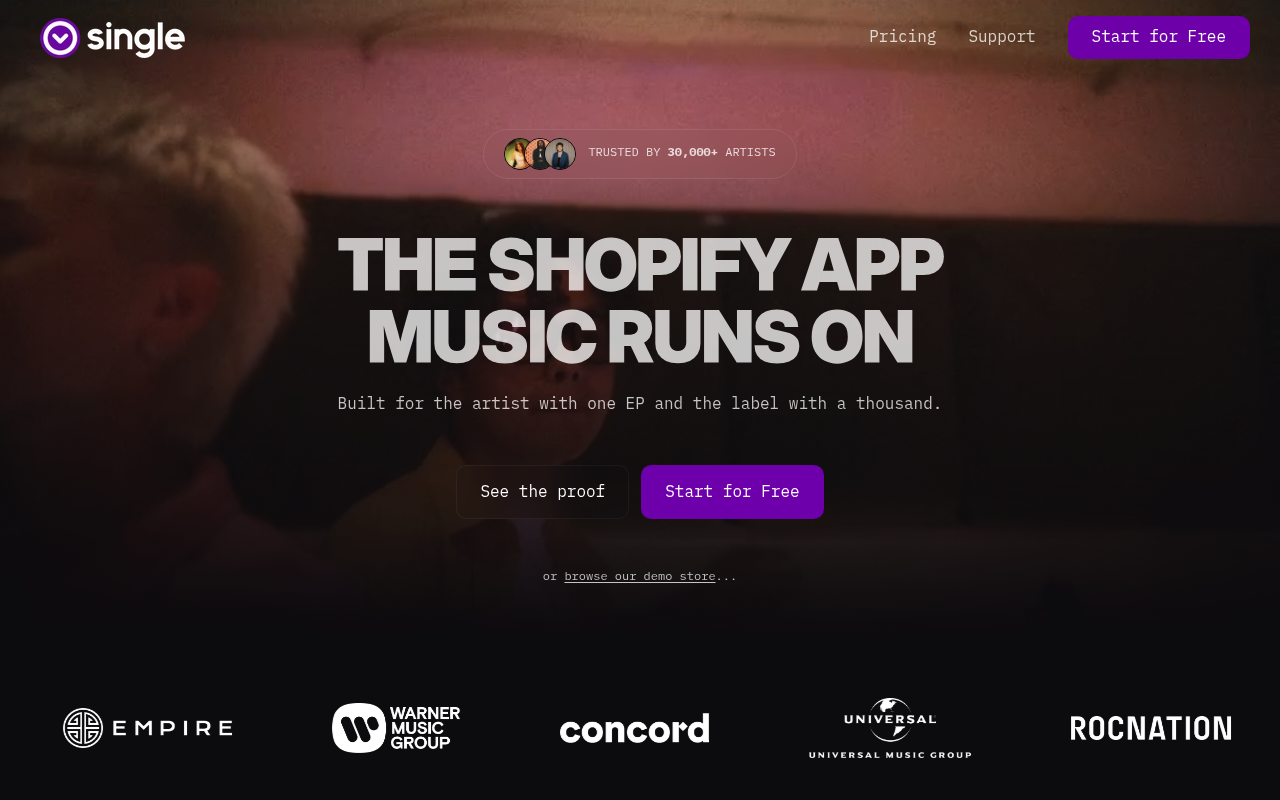 Single Music homepage