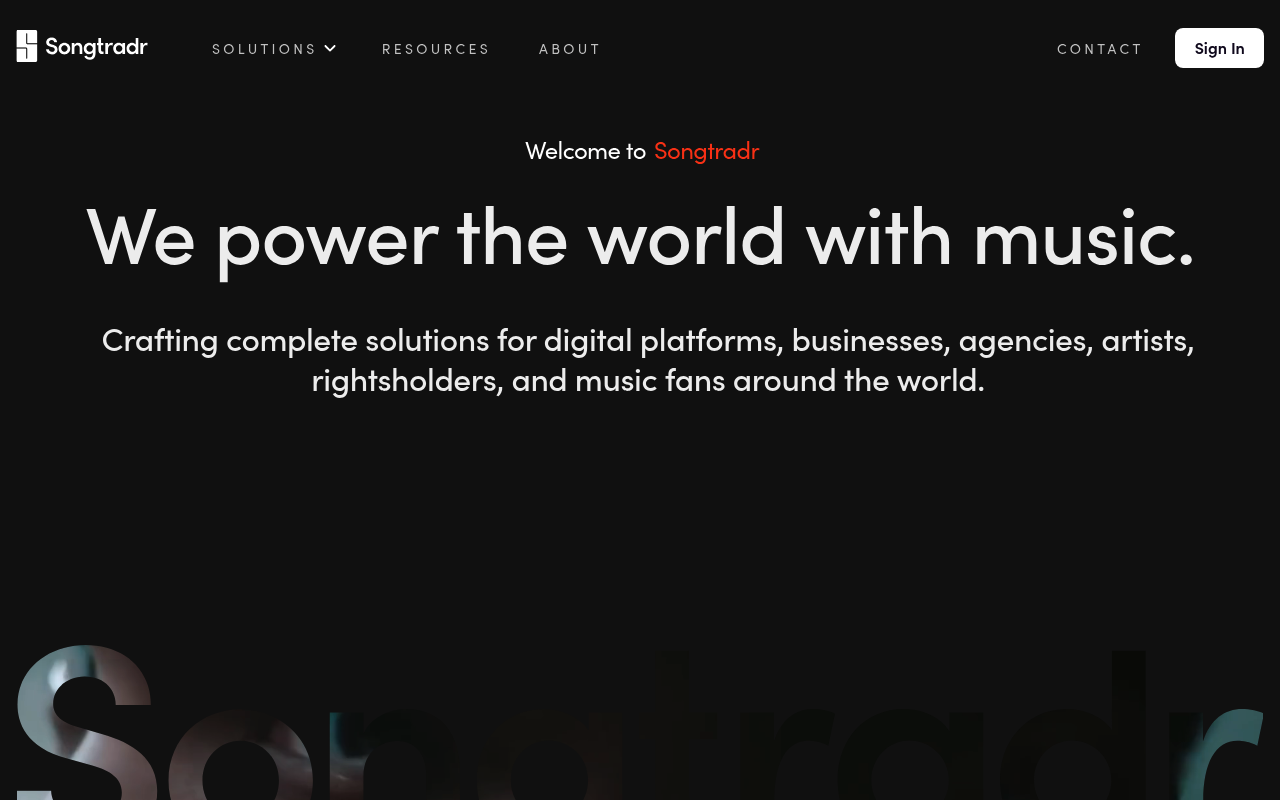 Songtradr homepage
