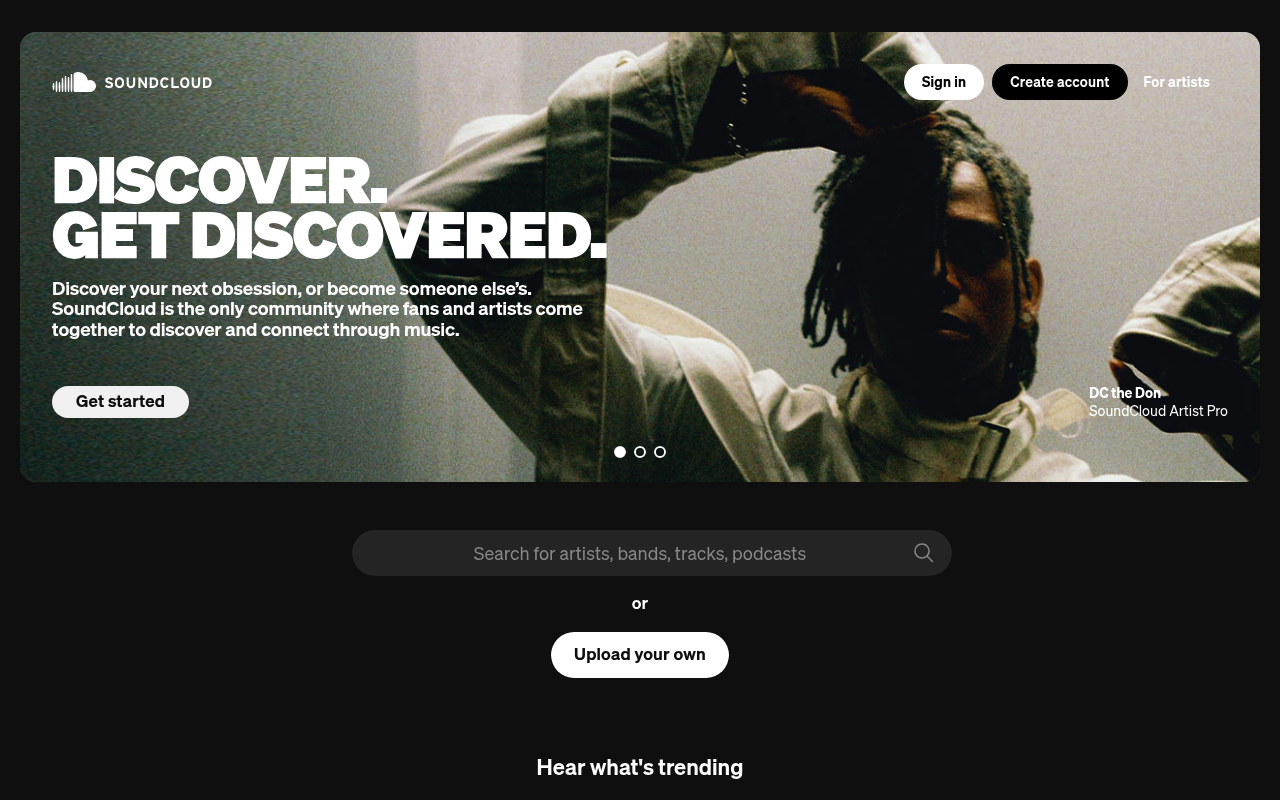 SoundCloud homepage