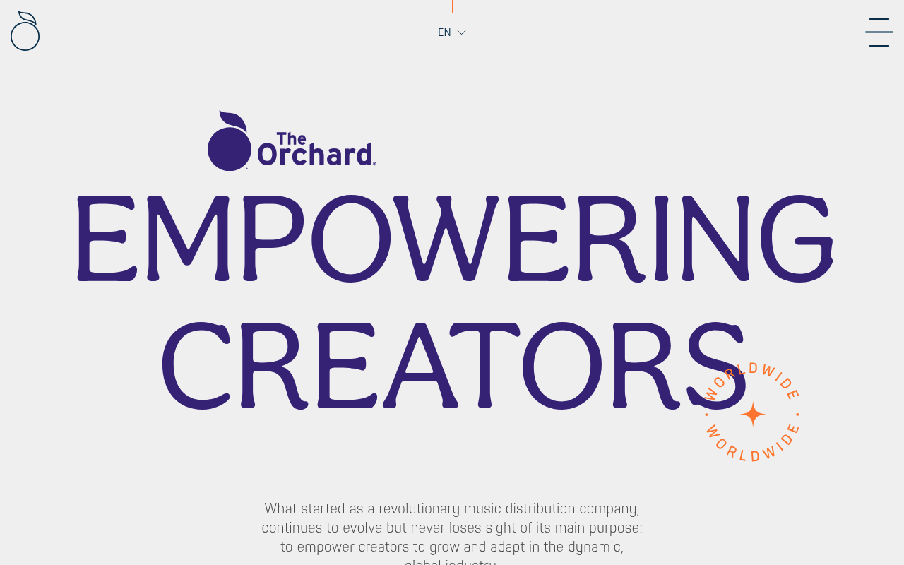 The Orchard homepage