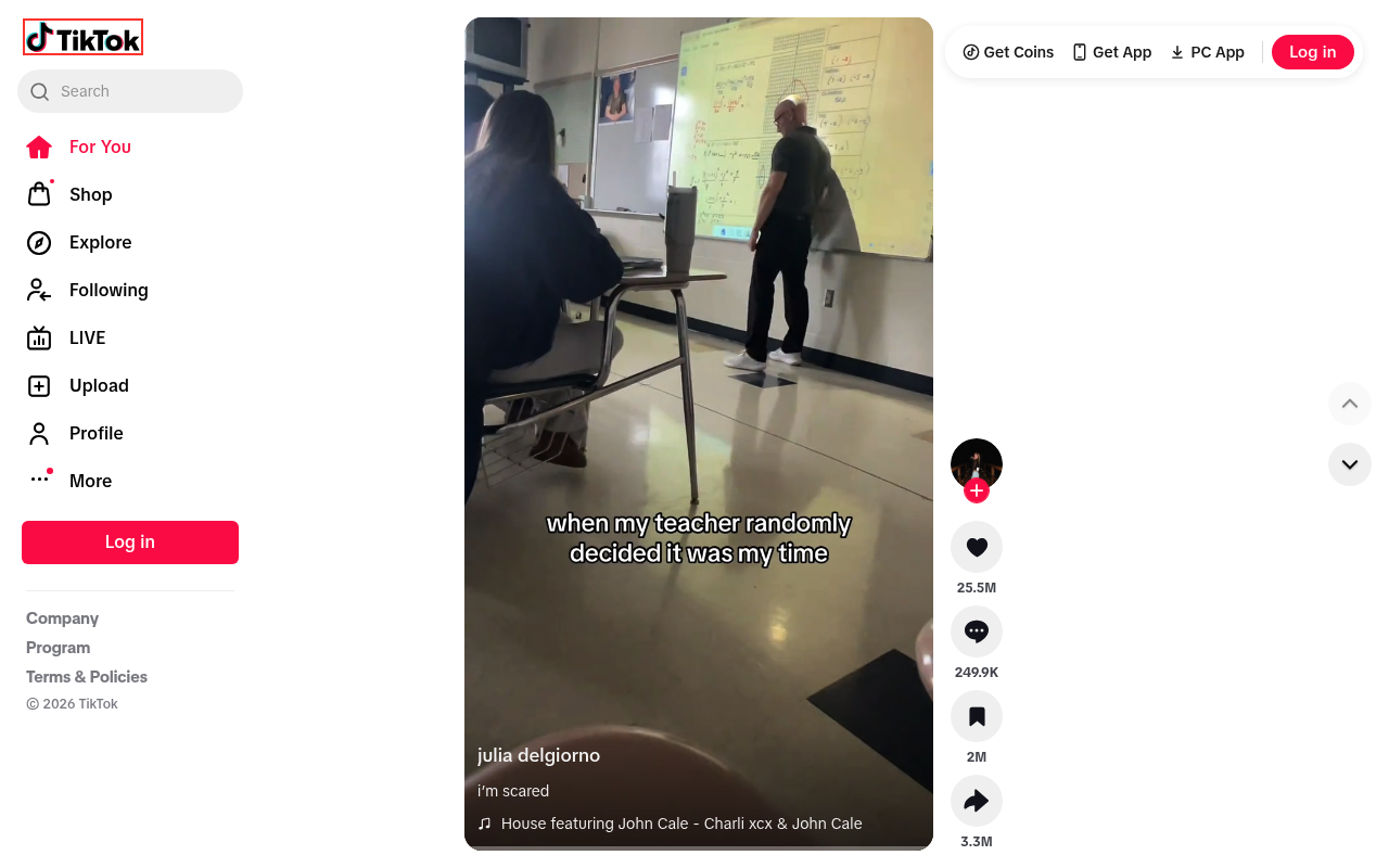 TikTok homepage