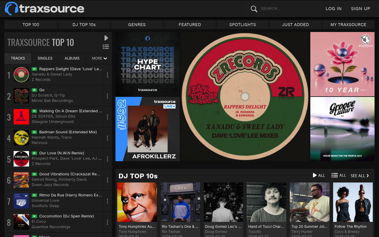 Traxsource homepage