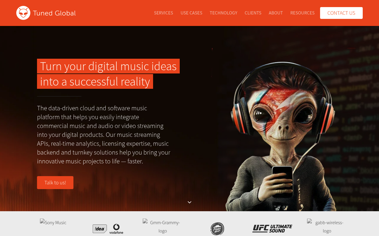 Tuned Global homepage