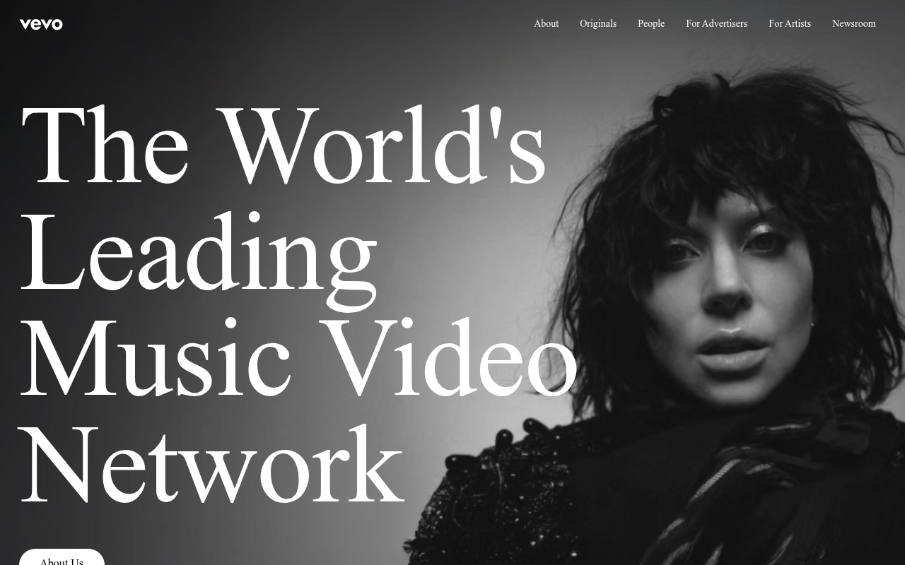 Vevo homepage