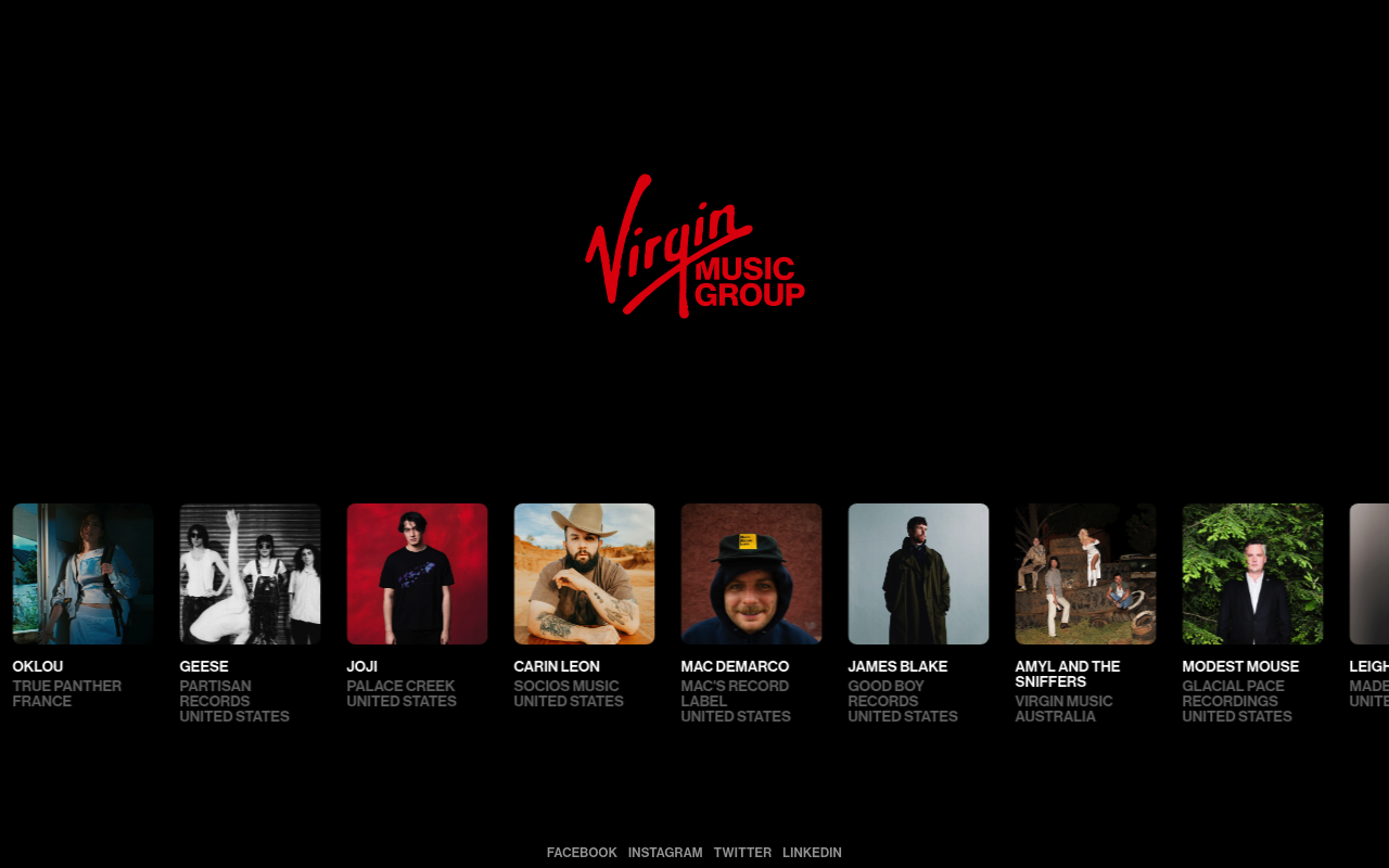 Virgin homepage