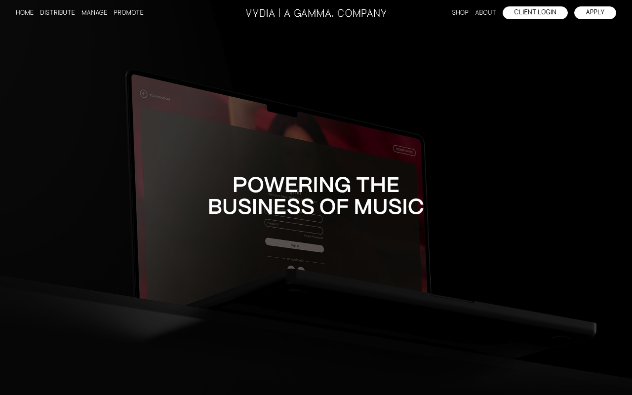 Vydia homepage